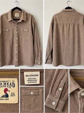 RedHead Men's Casual Button-Down Shirt Jacket in Taupe Brown